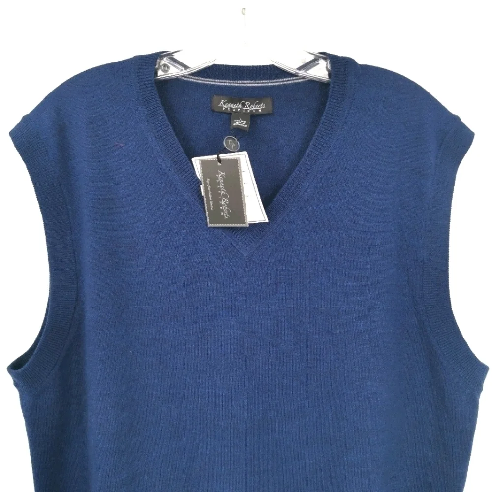 Kenneth Roberts NWT Men's L Blue Italy V-Neck Vest - Picture 2 of 11